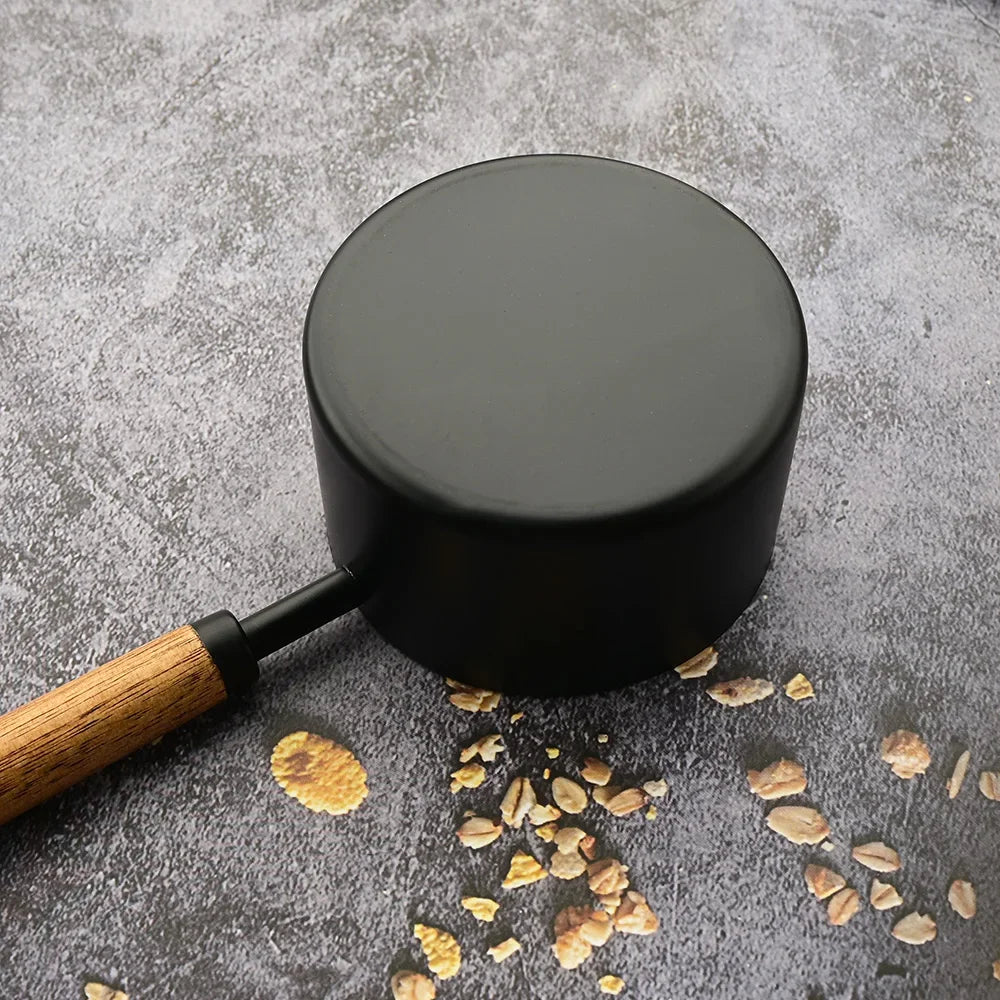 4/8Pcs Black Wooden Handle Stainless Steel Measuring Cups Spoons
